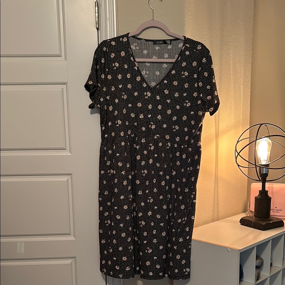 Floral Grey Dress 1XL